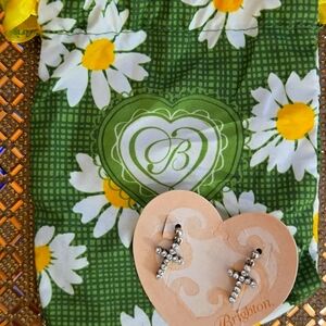 Brighton Silver Crystal Cross Earrings